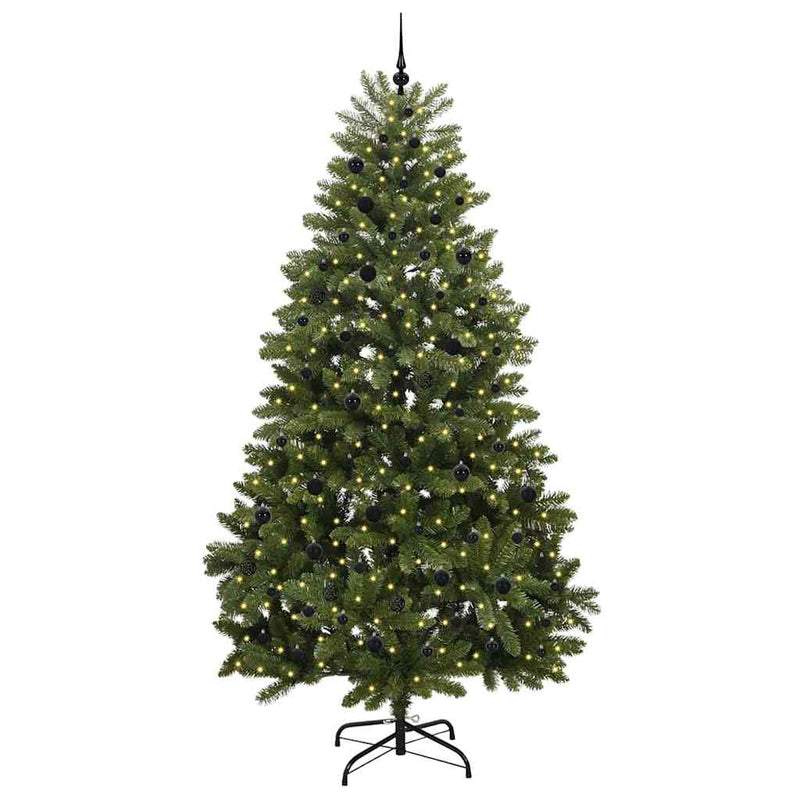 vidaXL Mű karácsonyfa LED -es lámpákkal Zöld 270 cm PVC és fém