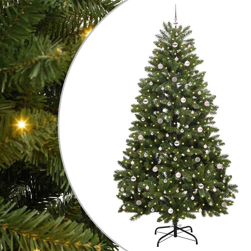 vidaXL Mű karácsonyfa LED -es lámpákkal Zöld 270 cm PVC és fém