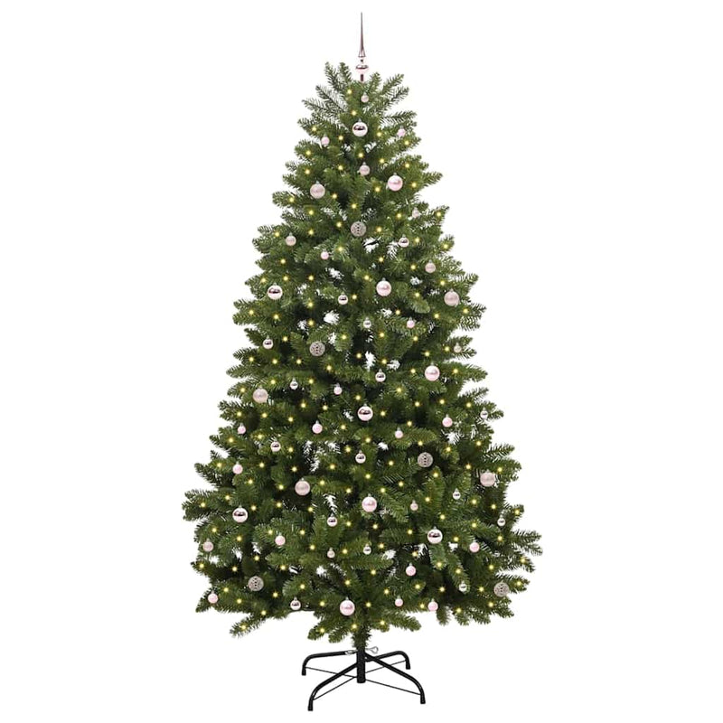 vidaXL Mű karácsonyfa LED -es lámpákkal Zöld 270 cm PVC és fém