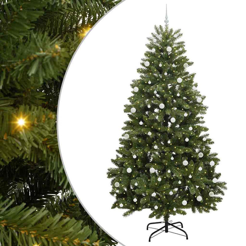 vidaXL Mű karácsonyfa LED -es lámpákkal Zöld 270 cm PVC és fém