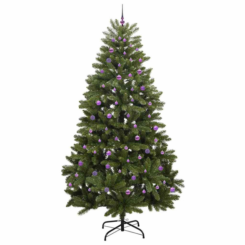 vidaXL Mű karácsonyfa LED -es lámpákkal Zöld 270 cm PVC és fém