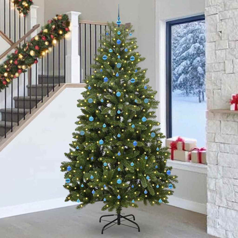 vidaXL Mű karácsonyfa LED -es lámpákkal Zöld 270 cm PVC és fém