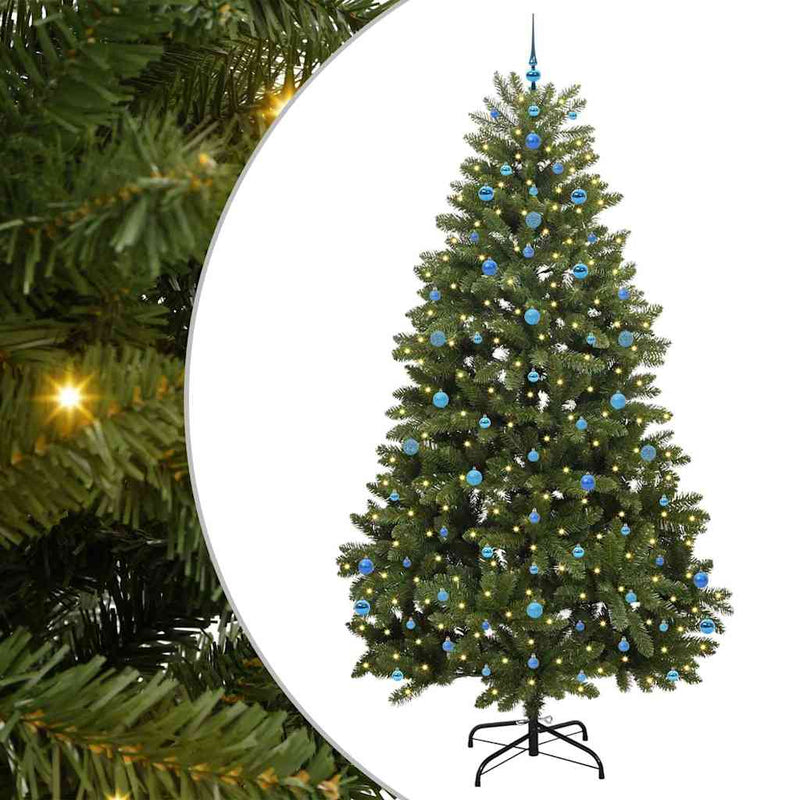 vidaXL Mű karácsonyfa LED -es lámpákkal Zöld 270 cm PVC és fém