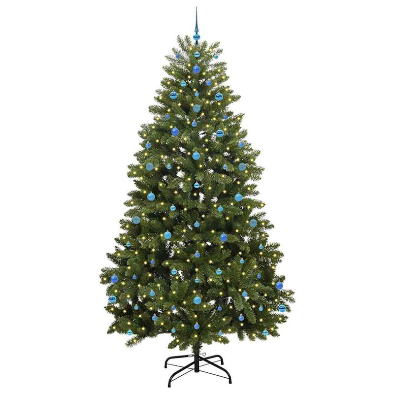 vidaXL Mű karácsonyfa LED -es lámpákkal Zöld 270 cm PVC és fém