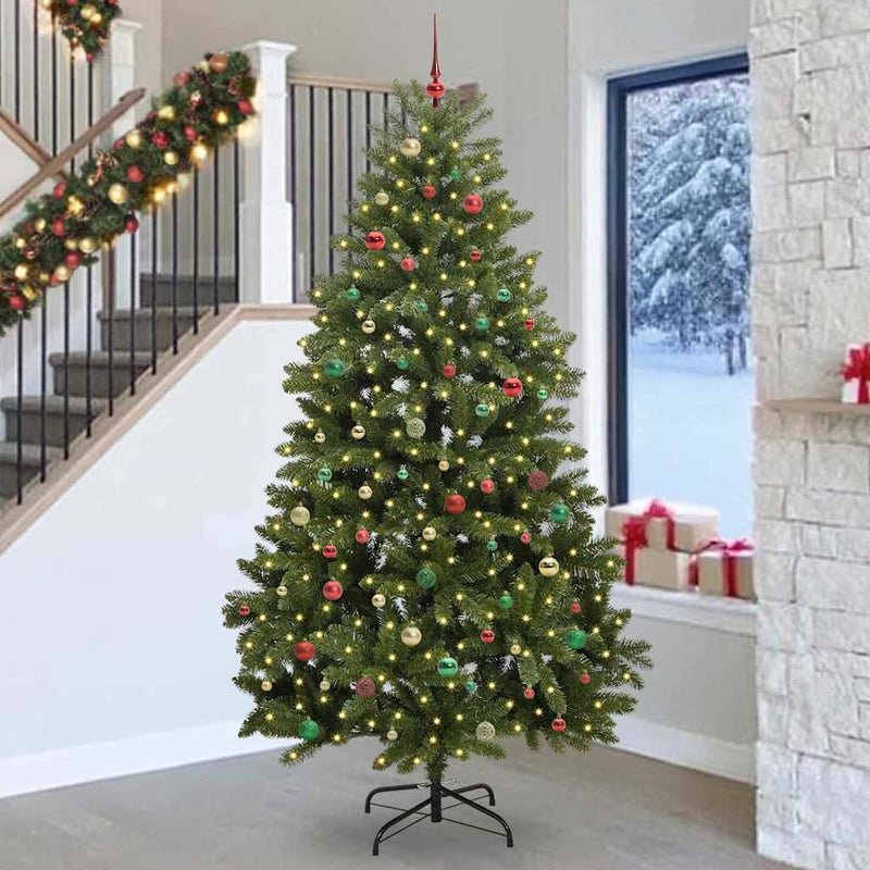 vidaXL Mű karácsonyfa LED -es lámpákkal Zöld 270 cm PVC és fém