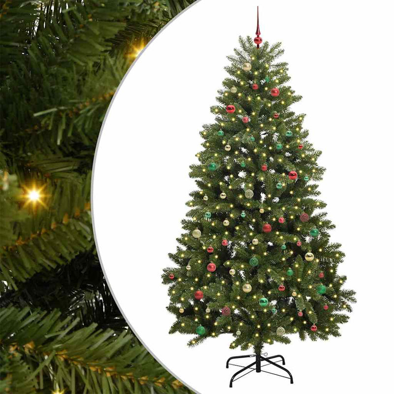 vidaXL Mű karácsonyfa LED -es lámpákkal Zöld 270 cm PVC és fém