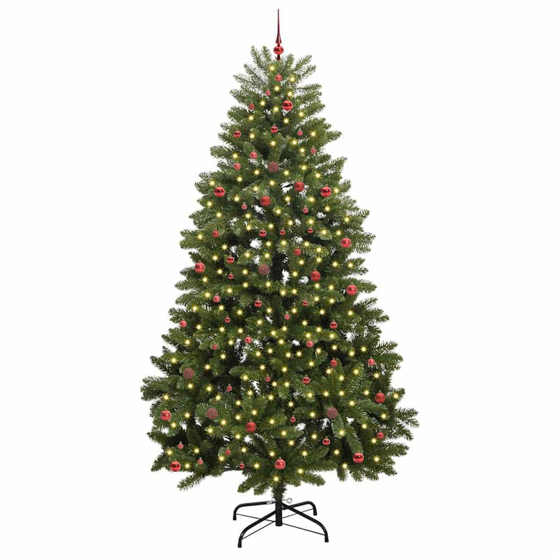 vidaXL Mű karácsonyfa LED -es lámpákkal Zöld 300 cm PVC és fém