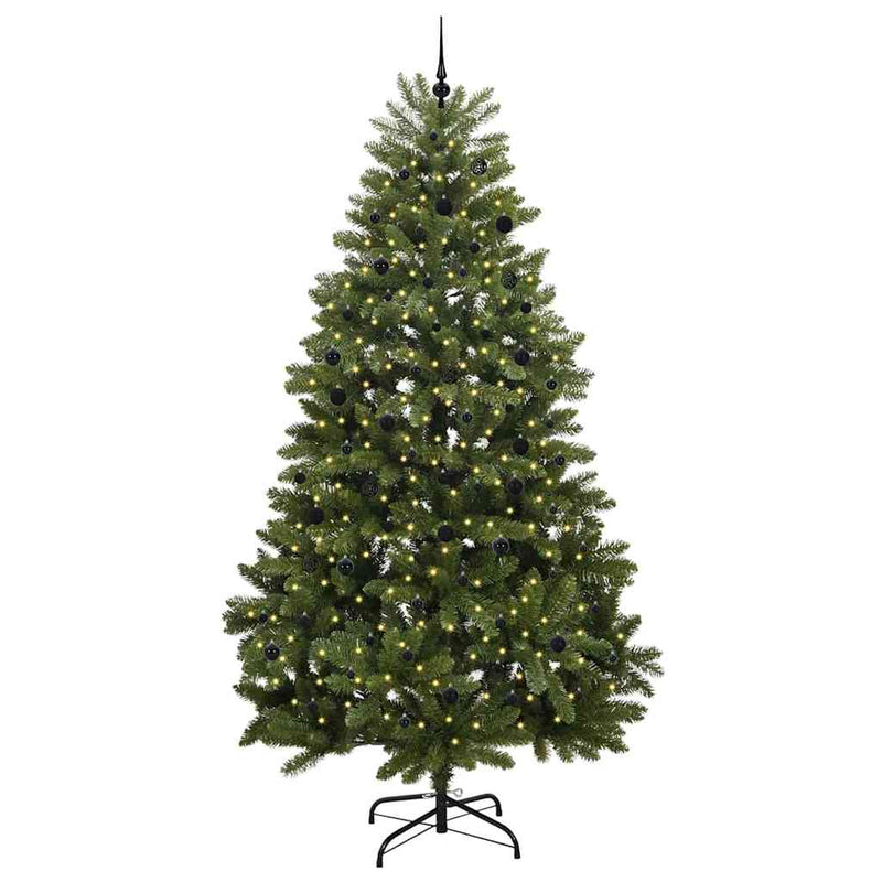 vidaXL Mű karácsonyfa LED -es lámpákkal Zöld 300 cm PVC és fém