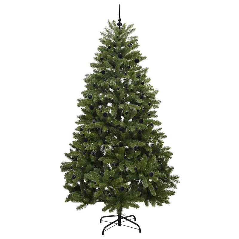 vidaXL Mű karácsonyfa LED -es lámpákkal Zöld 300 cm PVC és fém