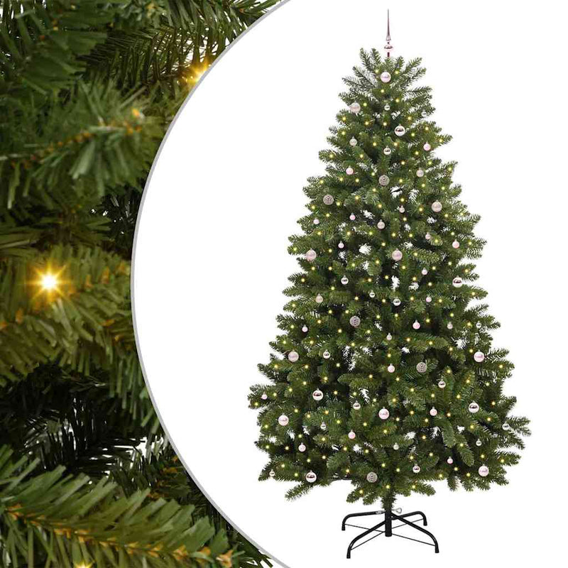 vidaXL Mű karácsonyfa LED -es lámpákkal Zöld 300 cm PVC és fém