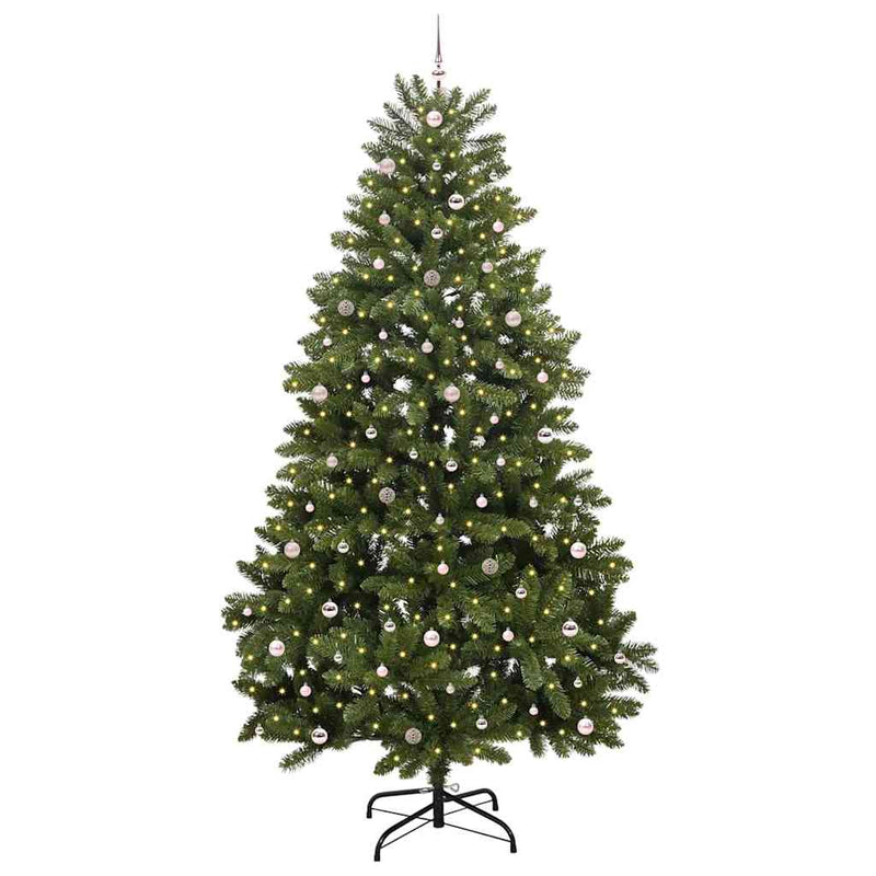 vidaXL Mű karácsonyfa LED -es lámpákkal Zöld 300 cm PVC és fém