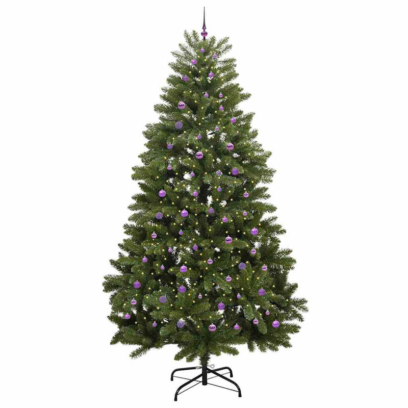 vidaXL Mű karácsonyfa LED -es lámpákkal Zöld 300 cm PVC és fém