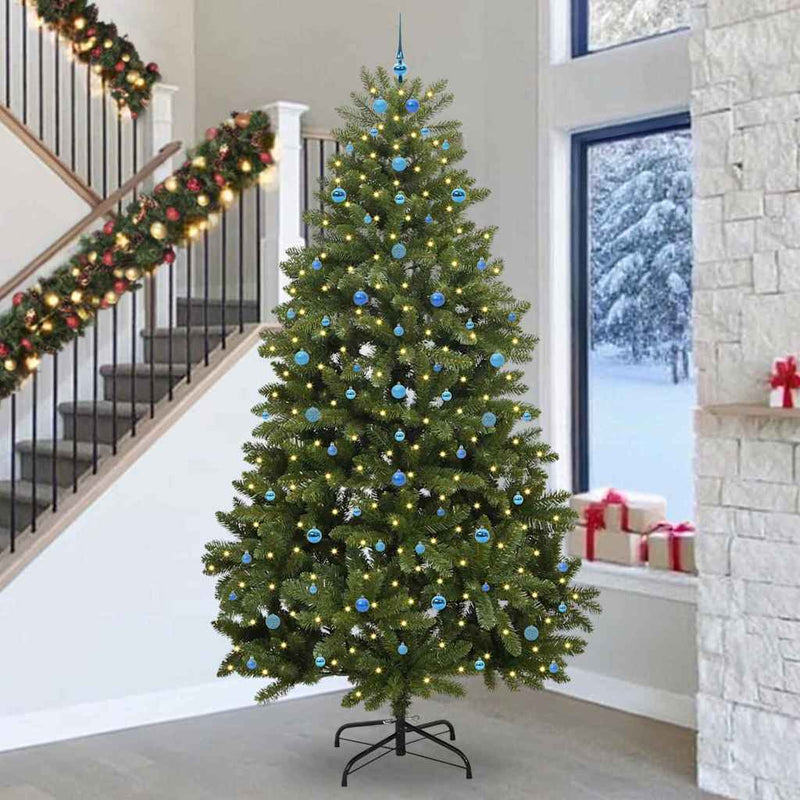 vidaXL Mű karácsonyfa LED -es lámpákkal Zöld 300 cm PVC és fém