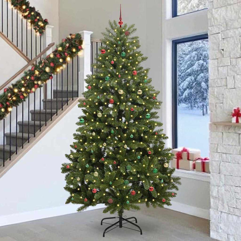 vidaXL Mű karácsonyfa LED -es lámpákkal Zöld 300 cm PVC és fém