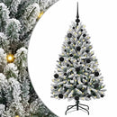 vidaXL Mű karácsonyfa 150 LED-del Zöld és Fehér 120 cm PVC és fém