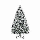 vidaXL Mű karácsonyfa 150 LED-del Zöld és Fehér 120 cm PVC és fém