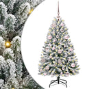 vidaXL Mű karácsonyfa 150 LED-del Zöld és Fehér 120 cm PVC és fém