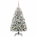 vidaXL Mű karácsonyfa 150 LED-del Zöld és Fehér 120 cm PVC és fém