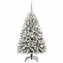 vidaXL Mű karácsonyfa 150 LED-del Zöld és Fehér 120 cm PVC és fém
