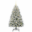 vidaXL Mű karácsonyfa 150 LED-del Zöld és Fehér 120 cm PVC és fém