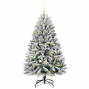 vidaXL Mű karácsonyfa 150 LED-del Zöld és Fehér 120 cm PVC és fém