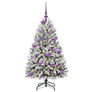 vidaXL Mű karácsonyfa 150 LED-del Zöld és Fehér 120 cm PVC és fém