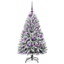 vidaXL Mű karácsonyfa 150 LED-del Zöld és Fehér 120 cm PVC és fém