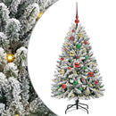 vidaXL Mű karácsonyfa 150 LED-del Zöld és Fehér 120 cm PVC és fém