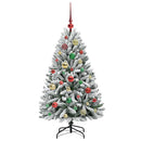 vidaXL Mű karácsonyfa 150 LED-del Zöld és Fehér 120 cm PVC és fém