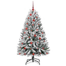 vidaXL Mű karácsonyfa 150 LED-del Zöld és Fehér 150 cm PVC és fém