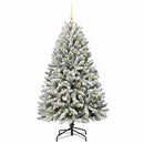 vidaXL Mű karácsonyfa 150 LED-del Zöld és Fehér 150 cm PVC és fém