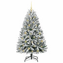 vidaXL Mű karácsonyfa 150 LED-del Zöld és Fehér 150 cm PVC és fém
