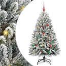 vidaXL Mű karácsonyfa 150 LED-del Zöld és Fehér 150 cm PVC és fém