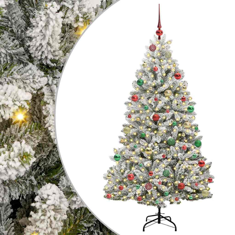 vidaXL Mű karácsonyfa Zöld és Fehér 180 cm PVC és fém