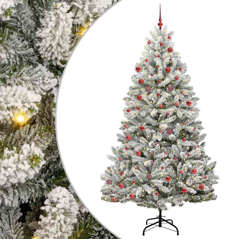 vidaXL Mű karácsonyfa Zöld és Fehér 210 cm PVC és fém