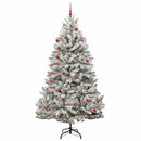 vidaXL Mű karácsonyfa 300 LED-del Zöld és Fehér 210 cm PVC és fém