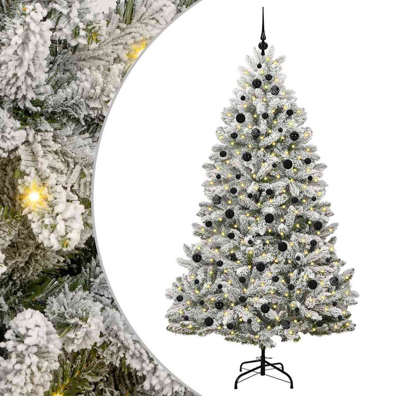 vidaXL Mű karácsonyfa Zöld és Fehér 210 cm PVC és fém