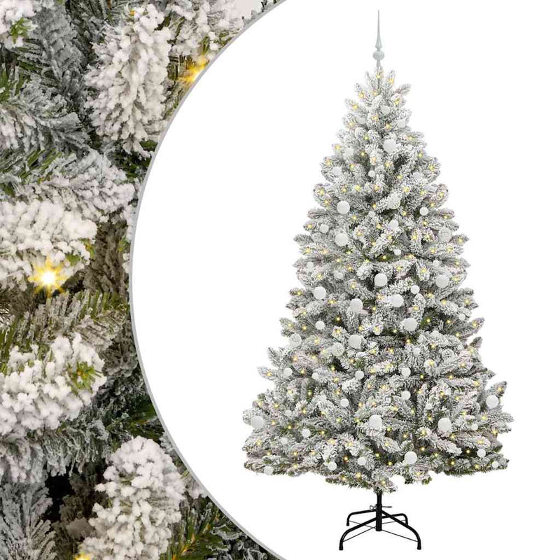 vidaXL Mű karácsonyfa Zöld és Fehér 210 cm PVC és fém