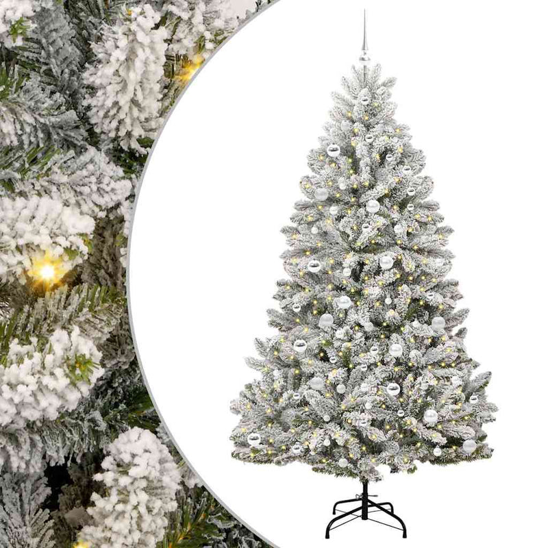 vidaXL Mű karácsonyfa Zöld és Fehér 210 cm PVC és fém