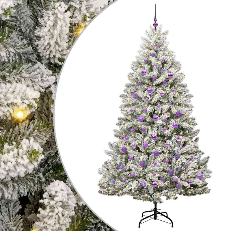 vidaXL Mű karácsonyfa Zöld és Fehér 210 cm PVC és fém