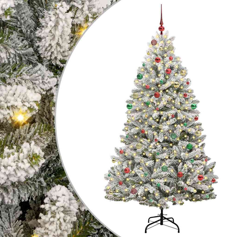 vidaXL Mű karácsonyfa Zöld és Fehér 210 cm PVC és fém