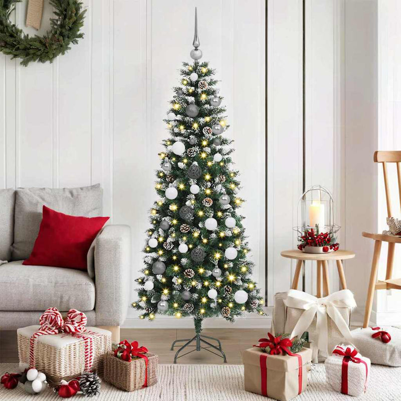 vidaXL Mű karácsonyfa with Decorative String Lights Zöld 150 cm PVC