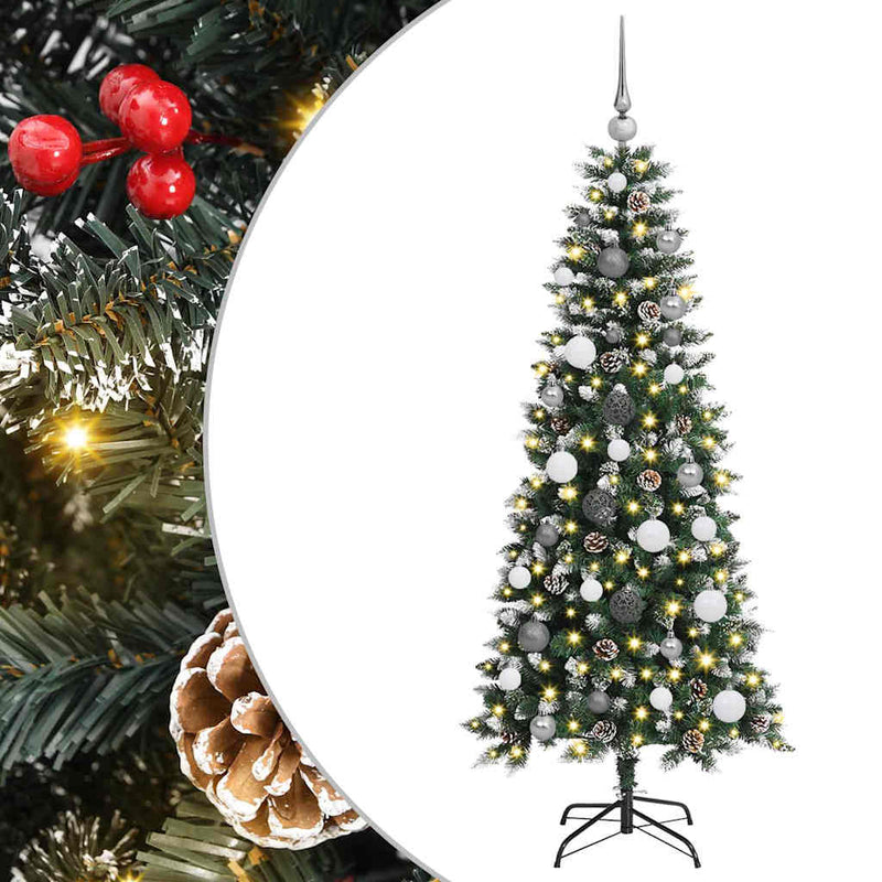 vidaXL Mű karácsonyfa with Decorative String Lights Zöld 150 cm PVC