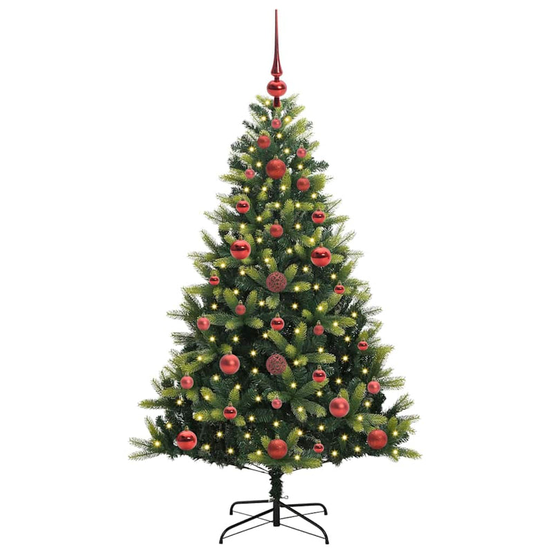 vidaXL Műanyag Hajtogatott Karácsonyfa 150 LED-del Zöld 120 cm