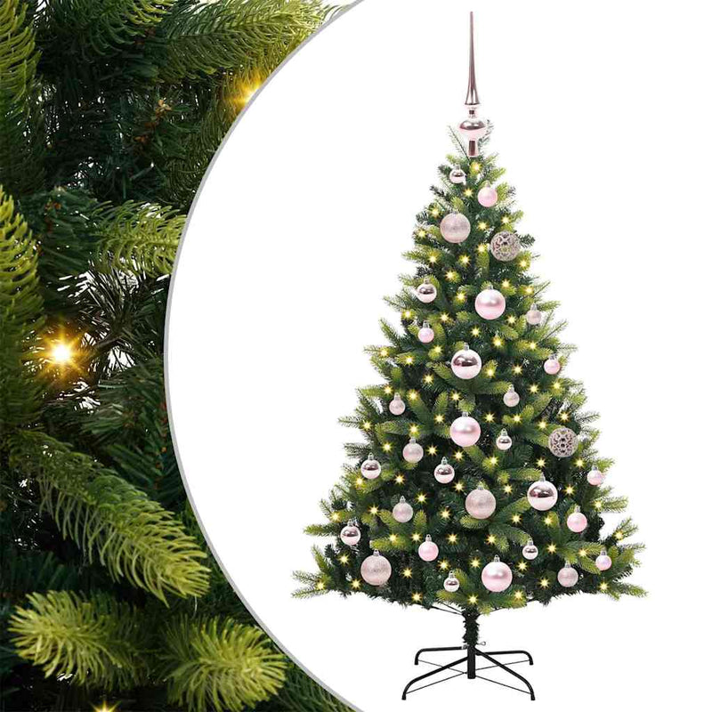 vidaXL Műanyag Hajtogatott Karácsonyfa 150 LED-del Zöld 120 cm
