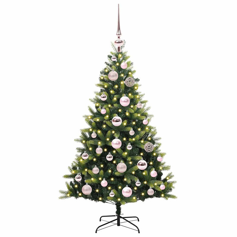 vidaXL Műanyag Hajtogatott Karácsonyfa 150 LED-del Zöld 120 cm