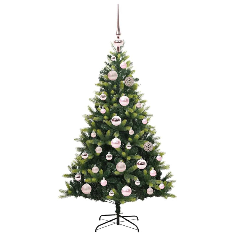 vidaXL Műanyag Hajtogatott Karácsonyfa 150 LED-del Zöld 120 cm