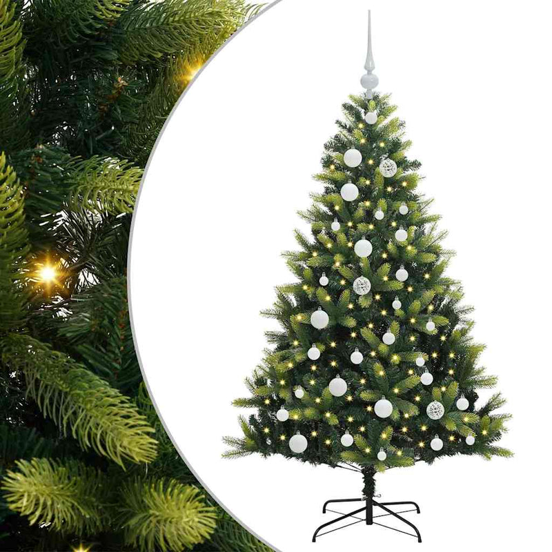 vidaXL Műanyag Hajtogatott Karácsonyfa 150 LED-del Zöld 120 cm