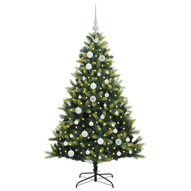 vidaXL Műanyag Hajtogatott Karácsonyfa 150 LED-del Zöld 120 cm
