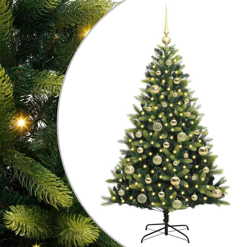 vidaXL Műanyag Hajtogatott Karácsonyfa 150 LED-del Zöld 120 cm